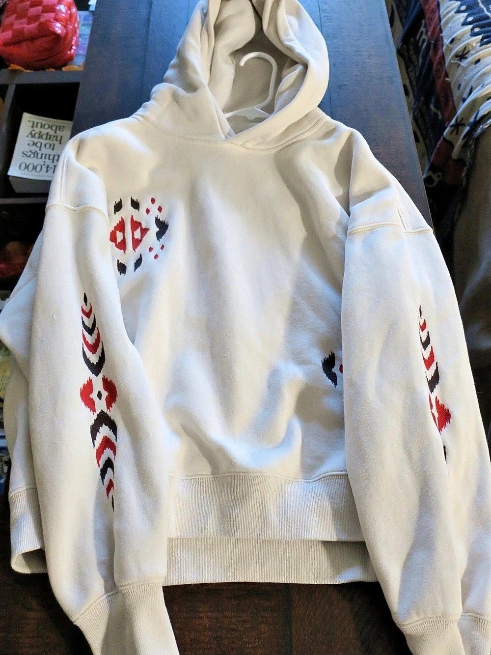 Abercrombie & Fitch Soft A&F Collection hoodie Geometric Hoodie in White & Red